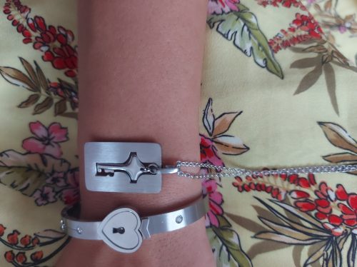 Komplet nakita za pare, srebrne barve - KEYHEART photo review